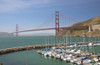 Boats at marina with Suspension bridge over the Pacific Ocean, Golden Gate Bridge, San Francisco, San Francisco County, California, USA Poster Print - Item # VARPPI169687