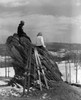 USA  Massachusetts  Tyringam  two women sitting on rock and looking at view Poster Print - Item # VARSAL255424508