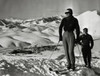 Young couple standing with skiing equipment  Sawtooth Mountains  Idaho  USA Poster Print - Item # VARSAL2553841