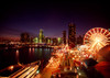 Ferris wheel lit up at night, Navy Pier, Lake Michigan, Chicago, Cook County, Illinois, USA Poster Print - Item # VARPPI87429