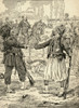 French and Sardinian soldiers shaking hands to celebrate their victory against the Austrians after the Battle of Palestro, Italy, 1859. From Agenda Buvard du Bon Marche published 1917. PosterPrint - Item # VARDPI2430034