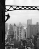 Silhouette of a window cleaner cleaning a window of a building Poster Print - Item # VARSAL255125