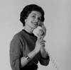 Studio portrait of woman talking on phone Poster Print - Item # VARSAL255422406