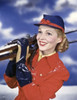 Close-up of a young woman carrying skis on her shoulder Poster Print - Item # VARSAL307734154