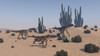 Utahraptors roaming a desert environment Poster Print - Item # VARPSTKVA600003P
