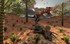A T-Rex comes across the carcass of a dead Triceratops dinosaur Poster Print - Item # VARPSTMAS100380P