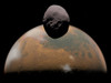 Artist's concept of Mars and its tiny moon Phobos Poster Print - Item # VARPSTWMY100049S