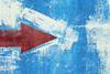 Red Arrow Painted On Blue Wall PosterPrint - Item # VARDPI1843678