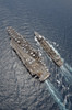Aerial view of aircraft carrier USS Ronald Reagan and USNS Bridge during a replenishment at sea Poster Print - Item # VARPSTSTK103589M