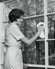 Side profile of a young woman cleaning the glass of a window Poster Print - Item # VARSAL25541930