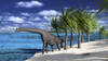 Large Brachiosaurus on the shoreline Poster Print - Item # VARPSTKVA600259P