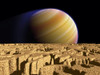 Artist's concept of extrasolar planet Tau Bootis b over a hypothetical moon Poster Print - Item # VARPSTWMY100096S