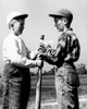 Vintage photograph of two boys wearing baseball caps  gripping baseball club Poster Print - Item # VARSAL25516300