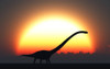 A silhouetted Omeisaurus walks pass the rising Sun at the start of a new day. Poster Print - Item # VARPSTMAS100243P