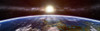 Artist's concept of an extraterrestrial planet showing the Sun and a galaxy on the horizon Poster Print - Item # VARPSTFHV100004S