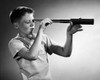 Boy looking through a hand-held telescope Poster Print - Item # VARSAL25513175