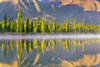 Forest Reflects In Drashner Lake W/Mist Along Shoreline Ak Range In Background Southcentral Alaska Autumn PosterPrint - Item # VARDPI2319312