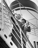 Portrait of a senior couple waving from a ship Poster Print - Item # VARSAL2552992