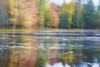 Blurred autumn coloured trees along the shoreline reflected in a tranquil river; Ontario, Canada PosterPrint - Item # VARDPI12294978