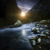 Mountain river at sunset, Ritsa Nature Reserve, Abkhazia, Georgia. Poster Print - Item # VARPSTEVK200184S