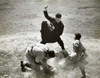 High angle view of a baseball player sliding on home base and a catcher trying to tag him Poster Print - Item # VARSAL2553663