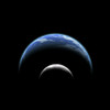 An artist's depiction of a large planet covered by oceans with a thick atmosphere. It's companion moon orbits closely Poster Print - Item # VARPSTMRC200011S