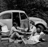 Young couple sitting by car in park having picnic Poster Print - Item # VARSAL255416911