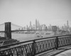 USA  New York State  New York City  Manhattan skyline with Brooklyn bridge  high angle view Poster Print - Item # VARSAL255418500