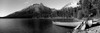 Canoe in lake in front of mountains, Leigh Lake, Rockchuck Peak, Teton Range, Grand Teton National Park, Wyoming, USA Poster Print - Item # VARPPI172700