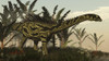 Agustinia dinosaur walking amongst vegetation Poster Print - Item # VARPSTEDV600352P