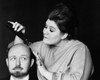 Close-up of a female hairdresser grooming a mid adult man Poster Print - Item # VARSAL25525181