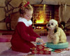 Side profile of a girl making a house of cards and her puppy sitting beside her Poster Print - Item # VARSAL3811106