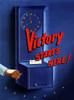 Digitally restored war propaganda poster. This vintage World War II poster features the hand of a worker punching a time clock. It declares - Victory Starts Here! Poster Print - Item # VARPSTJPA100475M