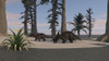 Two brown Einiosaurus dinosaurs in a prehistoric environment Poster Print - Item # VARPSTKVA600448P