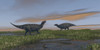 Shuangmiaosaurus dinosaurs walking through wetlands Poster Print - Item # VARPSTKVA600806P