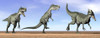 Three Monolophosaurus dinosaurs standing in the desert by daylight Poster Print - Item # VARPSTEDV600031P
