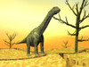 Argentinosaurus dinosaur standing on the cracked desert ground next to dead trees Poster Print - Item # VARPSTEDV600053P