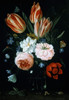 Tulips and Roses In A Glass Vase   Jan van Kessel  Oil on wood panel Poster Print - Item # VARSAL900141456