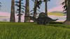 Spinosaurus hunting in a grassy field Poster Print