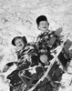 High angle view of two boys falling of sled Poster Print - Item # VARSAL25516512