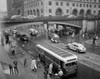 USA  New York State  New York City  high angle view on people getting in bus on bus stop Poster Print - Item # VARSAL255418484