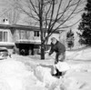 Boy shoveling snow in front yard Poster Print - Item # VARSAL255416949