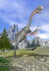 Gigantoraptor dinosaur running in the mountains Poster Print - Item # VARPSTEDV600057P