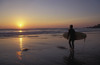 Silhouetted Surfer On Sandy Beach At Sunset PosterPrint - Item # VARDPI1878756