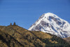 Gergeti Trinity Church with Mount Kazbek in the background; Kazbegi, Mtskheta-Mtianeti, Georgia Poster Print by Peter Langer / Design Pics - Item # VARDPI12319248