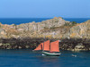 Tall ship in sea, Pointe du Grouin, Cancale, Ille-et-Vilaine, Brittany, France Poster Print by Panoramic Images - Item # VARPPI172984