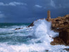 Waves breaking on coast, Ploumanac'h Lighthouse, Pink Granite Coast, Cotes-d'Armor, Brittany, France Poster Print by Panoramic Images - Item # VARPPI172995