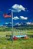 US Flag and covered wagon, Hastings Mesa, near Ridgway, Colorado Poster Print by Panoramic Images - Item # VARPPI182306