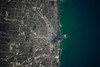 Satellite view of Chicago and Lake Michigan, Illinois, USA Poster Print by Panoramic Images - Item # VARPPI181287