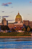 HARRISBURG, PENNSYLVANIA, City skyline and State Capitol shot at dusk from Susquehanna River Poster Print by Panoramic Images - Item # VARPPI182629